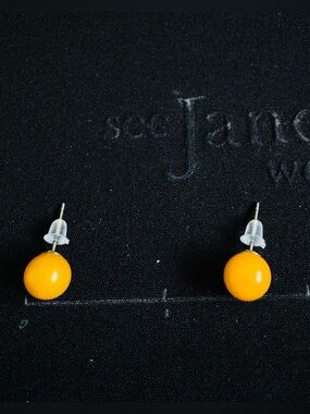 Women Yellow Ball Stud Earrings